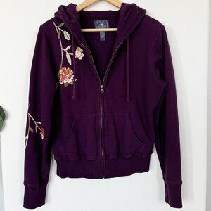 Lucky Brand Embroidered Purple Floral Hoodie - EUC